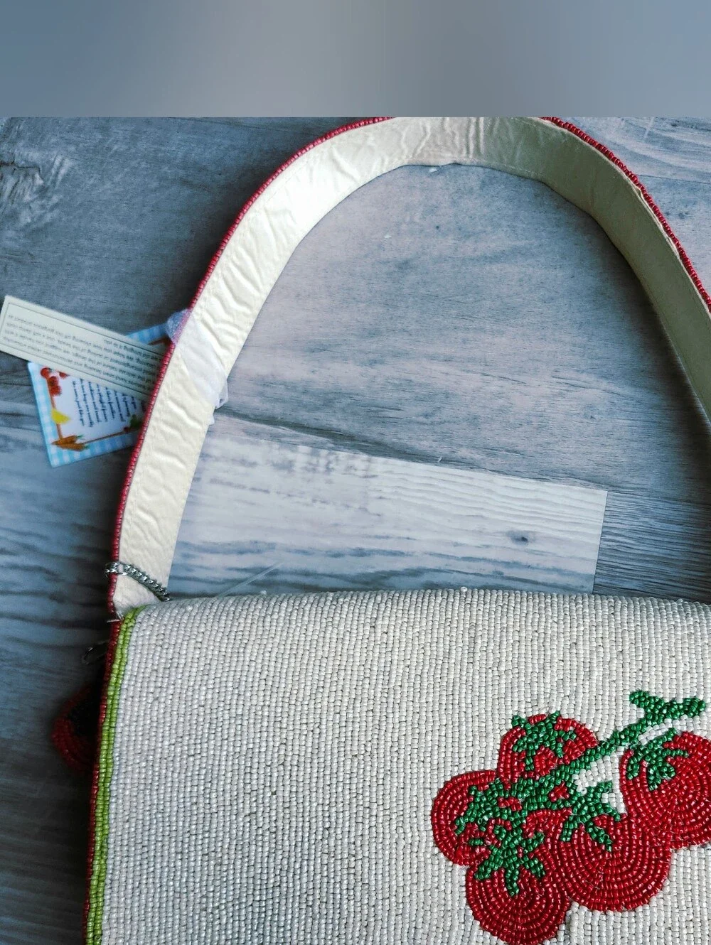 NWT Hand Beaded Tomato Heirloom Shoulder Bag Italy Amalfi Tomato Girl Purse